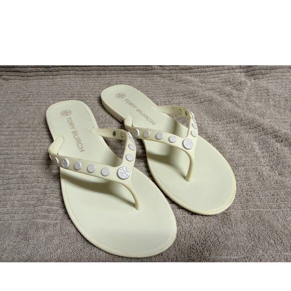 Tory Burch Studded Jelly Thong Cream Size 9 Flip Flop - Picture 6 of 8